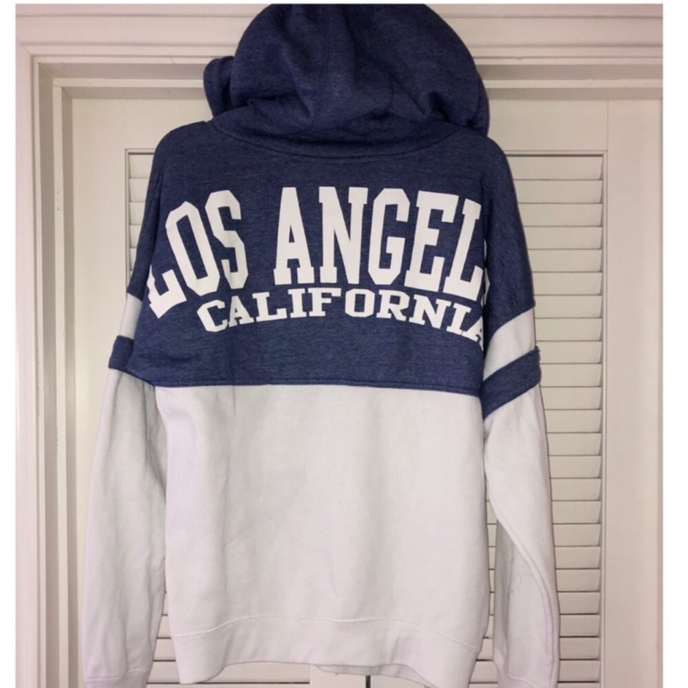Blue and White Full Zip ColorBlock Hoodie Sz XL